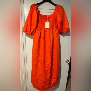 Women’s Free Assembly Large Long Midi Smock Dress Orange